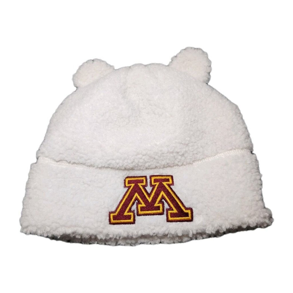 Minnesota Golden Gophers College White Baby Beanie Hat Fleece 6-18 months - Picture 1 of 7